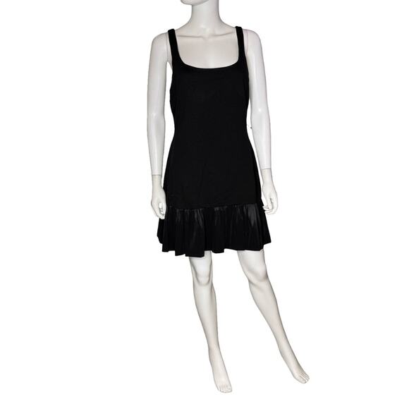 ADRIANNA BY ADRIANNA PAPELL Ponte Taffeta Drop Waist Flounce Dress Black Sz 12 - Picture 2 of 10